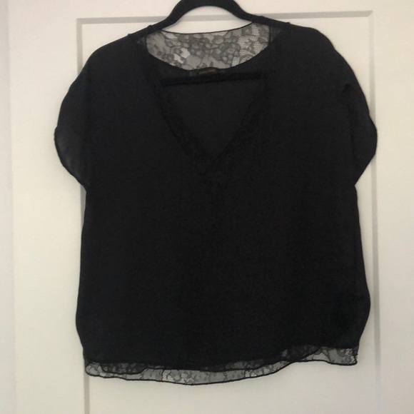 Black Zara blouse with lace detail - Picture 1 of 3